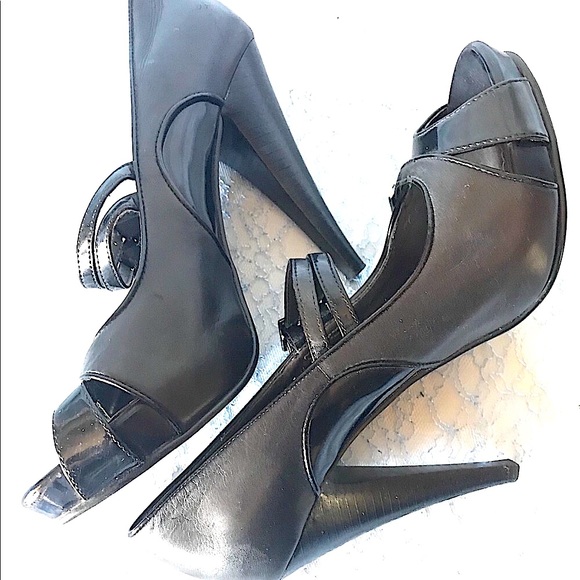 Paolo Linea Black Strappy Open Toe Heels Size 8.5 - Picture 2 of 4